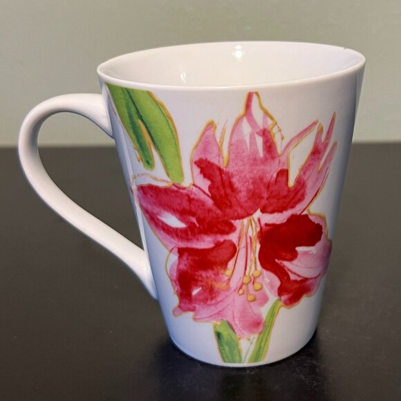 Paula Deen AMARYLLIS Mauve Pink Floral Ceramic Teacup Coffee Cup Mug - Picture 5 of 10